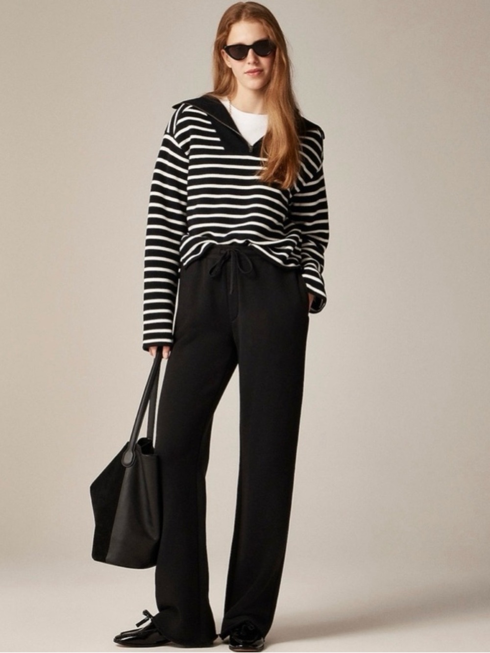 NWT J. Crew Heritage Terry Wide-leg Sweatpant Black